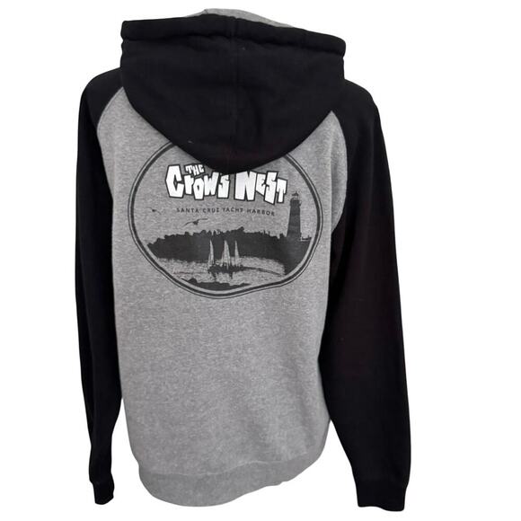 The Crow's Nest Santa Cruz Yacht Harbor Black Gray Hoodie Sweatshirt Unisex SZ S - Picture 2 of 7